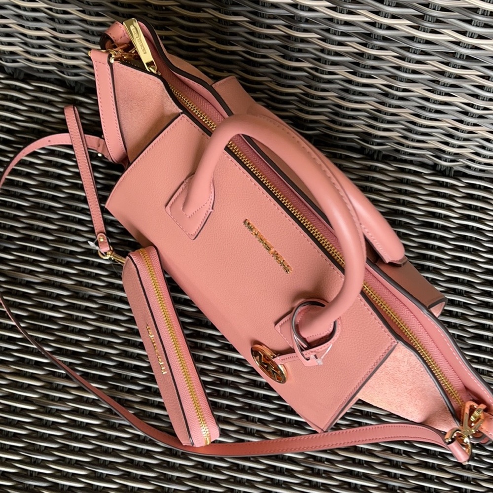 Michael Kors Avril Top Zip Satchel Shoulder Bag & Flat MF Phone Case Wallet - Picture 7 of 16